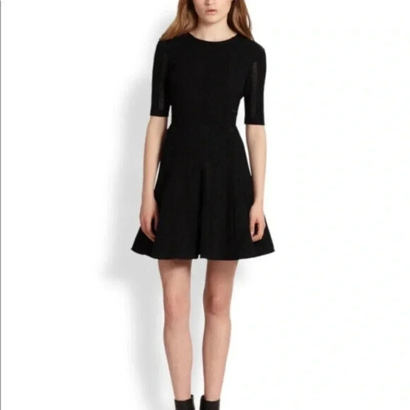 Rag & Bone Women's Fit & Flare Eyelet Black Knit Short Sleeve Dress Size 2 - Picture 7 of 7